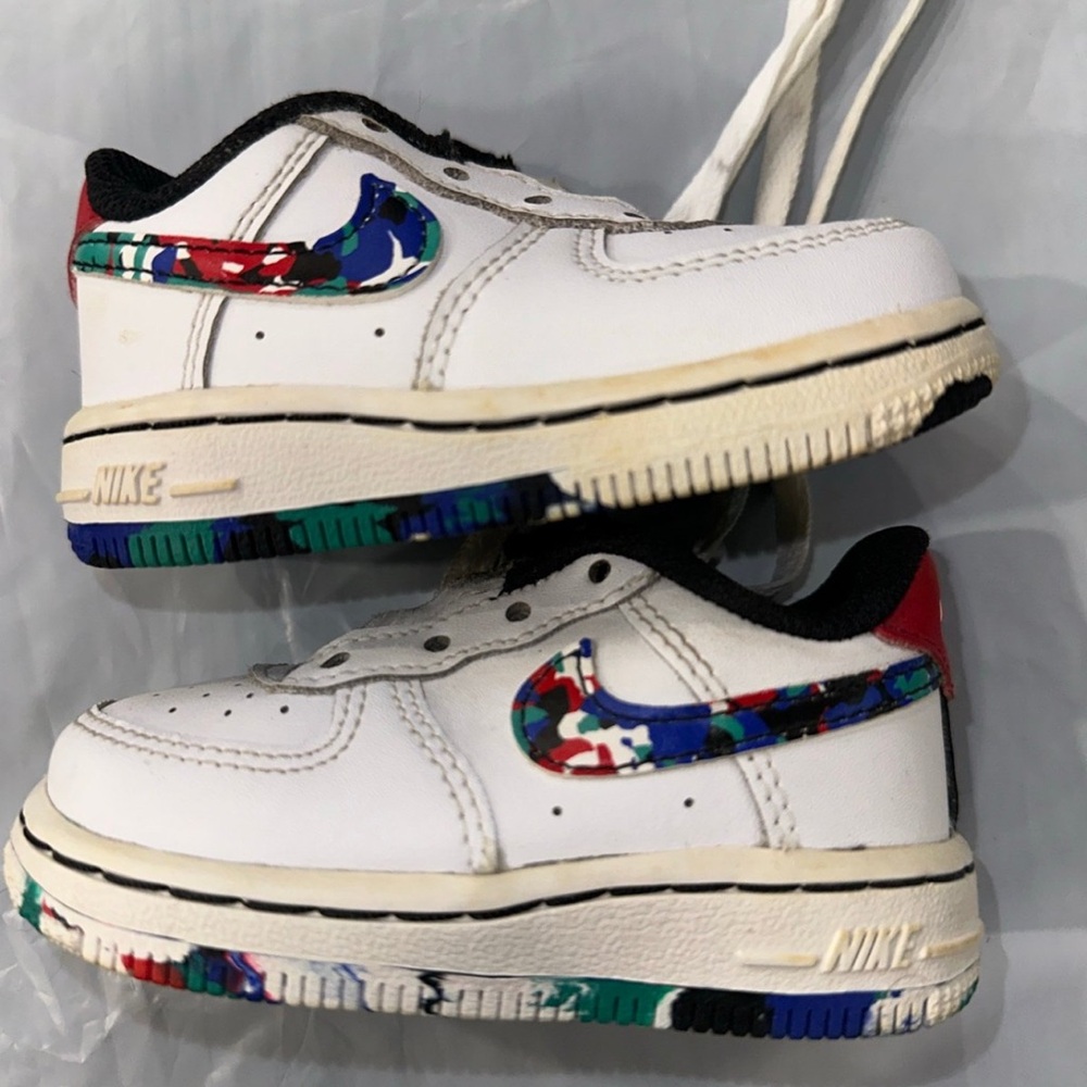 Nike Kids White Sneakers with Multicolor Accents
